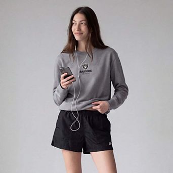 Women's Mitchell & Ness Gray Las Vegas Raiders Core Essentials Micro Logo Fleece Sweatshirt
