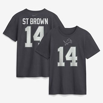 Men's Nike Amon-Ra St. Brown Anthracite Detroit Lions Name & Number T-Shirt