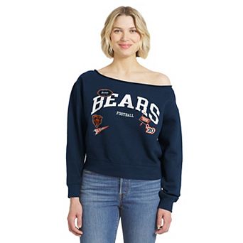 Women's WEAR by Erin Andrews Navy Chicago Bears Off-the-Shoulder Sweatshirt
