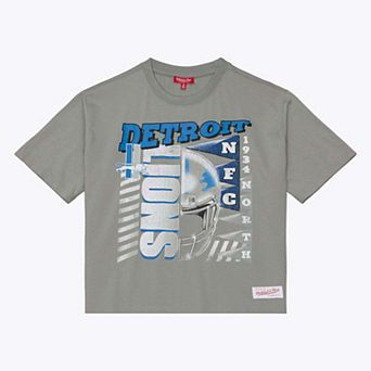 Women's Mitchell & Ness Gray Detroit Lions Street Graphic Boxy Cropped T-Shirt
