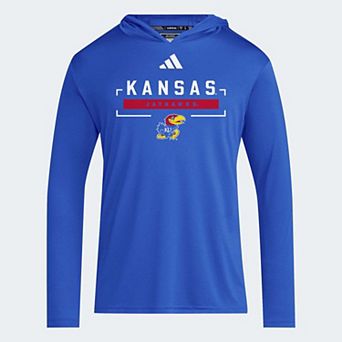 Men's adidas Royal Kansas Jayhawks D4T Long Sleeve Hooded T-Shirt