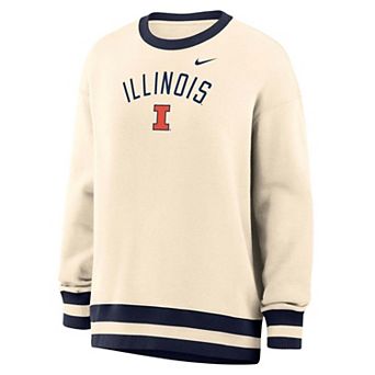 Women's Nike Natural Illinois Fighting Illini Oversized Phoenix Fleece Sweatshirt