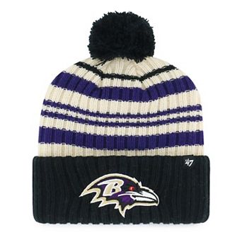 Youth '47 Black Baltimore Ravens Snow Fort Cuffed Knit Hat