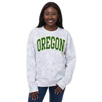 Women's ZooZatz Gray Oregon Ducks Camo Arch Logo Fleece Crewneck Sweatshirt
