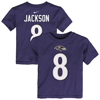 Toddler Nike Lamar Jackson Purple Baltimore Ravens Name & Number T-Shirt