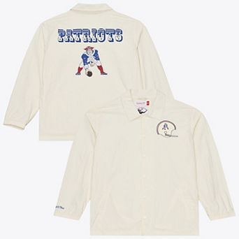 Men's Mitchell & Ness Cream New England Patriots Retro Roots Coaches Jacket