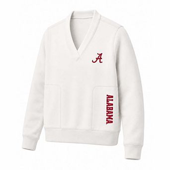 Women's Profile White Alabama Crimson Tide Plus Size V-Neck Sweatshirt