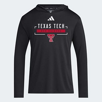 Men's adidas Black Texas Tech Red Raiders D4T Long Sleeve Hooded T-Shirt