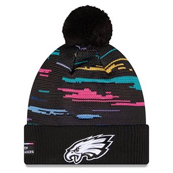 Men's New Era Black Philadelphia Eagles 2026 NFL Crucial Catch Cuffed Knit Hat with Pom