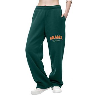 Women's ZooZatz Green Miami Hurricanes Wordmark Fleece Sweatpants