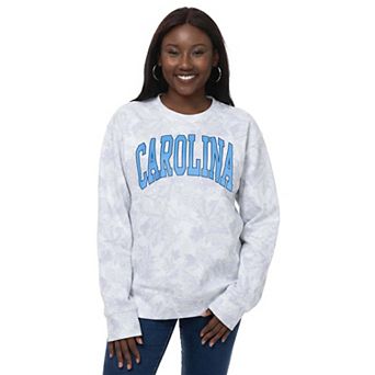 Women's ZooZatz Gray North Carolina Tar Heels Camo Arch Logo Fleece Crewneck Sweatshirt