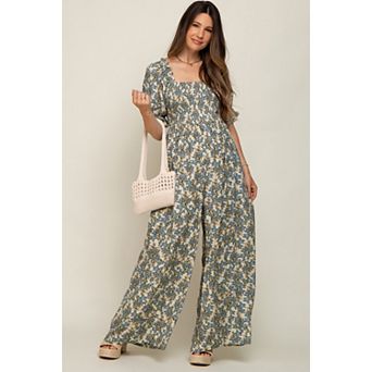 Maternity Floral Smocked Jumpsuit