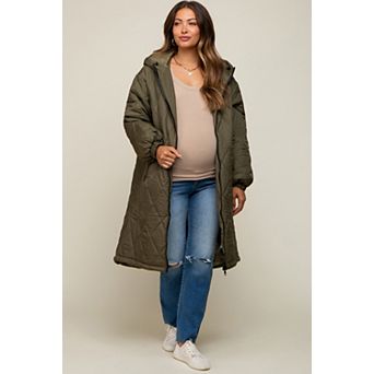 Maternity Quilted Long Puffer Jacket