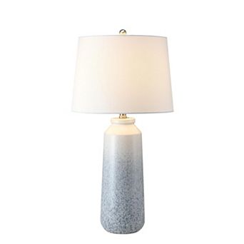 27.5 in Blue Ombre Ceramic Table Lamps with Linen Shades, Set of 2