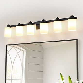 50 in Modern 6-Light Bathroom Vanity Light with Frosted Glass Shades,Up/Down Mount