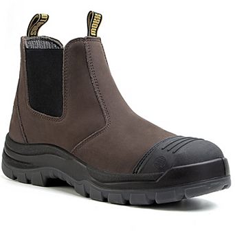 HANDPOINT Men's 6-Inch Composite Toe Brown Slip-On Nubuck Leather Work Boots