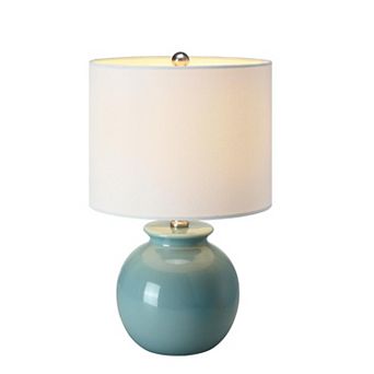 16.5 in Light Blue Crackle Ceramic Table Lamp with Linen Shade