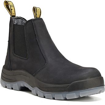 HANDPOINT Men's 6-Inch Composite Toe Slip-On Black Leather Work Boots