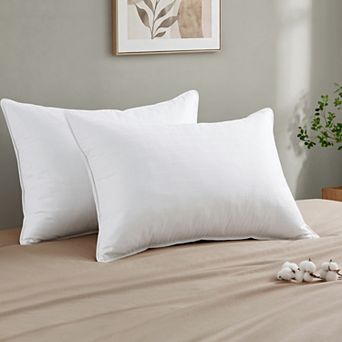Peace Nest Quilted Grey Goose Feather Bed Pillow Set of 2