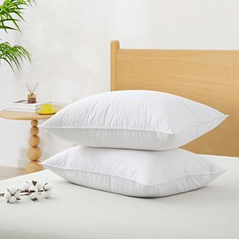 Puredown 3-Layer Goose Down & Feather Pillows 100% cotton Medium Support Bed Pillows