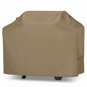 65 Inch Heavy Duty Waterproof Grill Cover Fits BBQs up to 63 Inch Wide Taupe Fabric