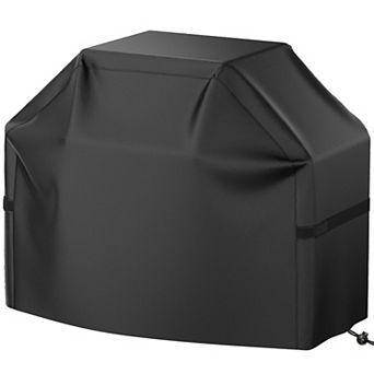 44 Inch Waterproof Outdoor Grill Cover for Gas Grills with Hook and Loop Straps Black