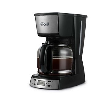 Commercial Chef Digital 12 cup Coffee Maker with Glass Pot - Nylon Filter - Anti-Drip - 900W