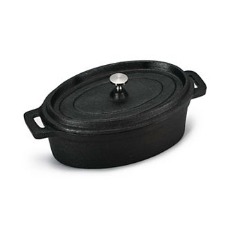 Commercial Chef 0.63-qt Mini Casserole with Lid - Pre-Seasoned Cast Iron - Integrated Handles