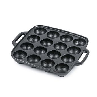 Commercial Chef Aebleskiver Baking Pan - Pre-Seasoned Cast Iron - 16 Cake Pop Mold Openings