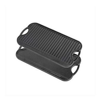 Commercial Chef Reversible Grill Top Griddle - Pre-Seasoned Cast Iron - 20 x 10 Cooking Surface
