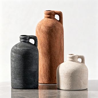 Rustic Ceramic Flower Vase Set of 3 for Home Decorations