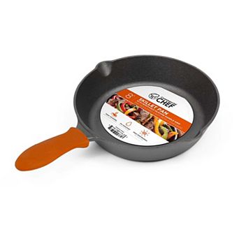 Commercial Chef 8-Inch Cast Iron Skillet with Removable Silicone Grip Handle - Pre-Seasoned