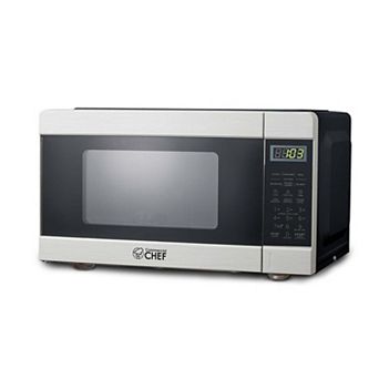 Commercial Chef 0.9 Cu Ft Countertop Microwave Oven - Touch Controls - 900W - Push Button Door