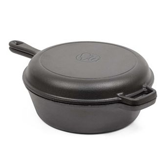 Commercial Chef 2-in-1 3-qt Dutch Oven with 10.25-Inch Skillet Lid - Pre-Seasoned Cast Iron
