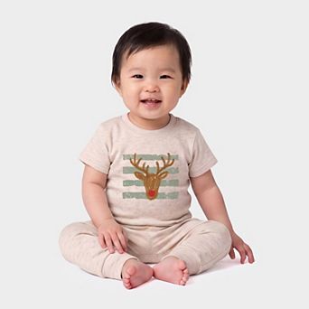 Red Nose Deer Stripes - Infant Jogger Pant Crew Set