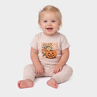 Retro Floral Pumpkin - Infant Jogger Pant Crew Set