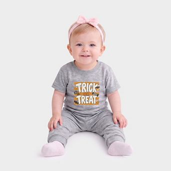 Trick or Treat Orange Stripes - Infant Jogger Pant Crew Set