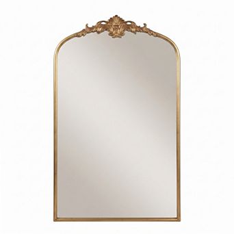 24''x36'' Antique Brass Gold French Baroque Arched Wall Mirror for Bedroom Bathroom Entryway