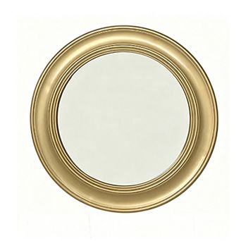 26 Inch Vintage Round Wall Mirror with Brushed Gold Iron Frame, for Entryway, Living Room, Bedroom