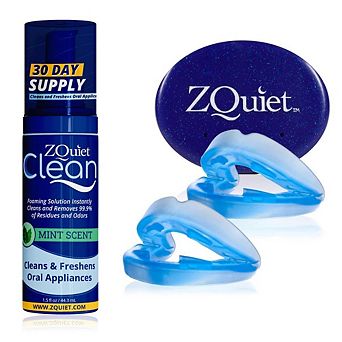 ZQuiet Anti-Snoring Mouthpiece & Cleaner, 2-Size Starter Pack, Blue