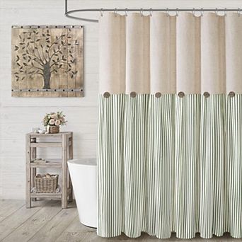 Farmhouse Shower Curtain Linen Rustic Western