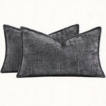 2 Pack 20" x 12" Chenille Throw Pillow Covers Decorative