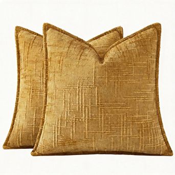 2 Pack 20" x 20" Chenille Throw Pillow Covers Slubby Textured Modern Elegant