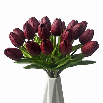 Lifelike Artificial Tulips Faux Floral Arrangement for Home Decor Centerpieces
