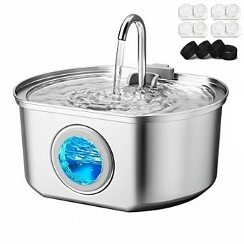 Petsfit Stainless Steel Cat Water Fountain 108oz Quadruple Filtration Ultra Silent Travel Friendly