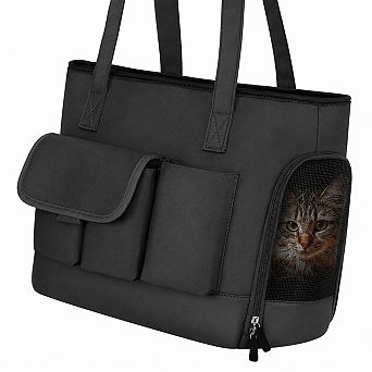 Petsfit Foldable Waterproof Pet Carrier Tote Bag for Small Cats Dogs with Breathable Mesh Pockets