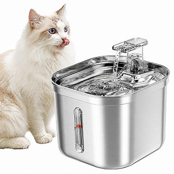 Nicate Stainless Steel Cat Water Fountain 3 Filters Ultra Quiet Pump 2.2L Automatic Pet Dispenser