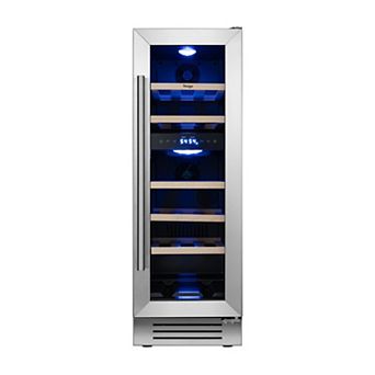 12 inch Dual Zone Wine Cooler 17-Bottle Built-in & Freestanding Fridge with 40-65°F Control
