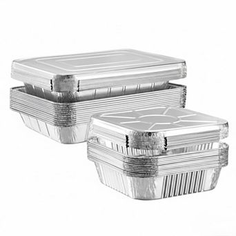 24 Pack Disposable Aluminum Pans w/Lids: 12 Large 9x13 & 12 Small 8x8 Baking Trays for Meal Prep