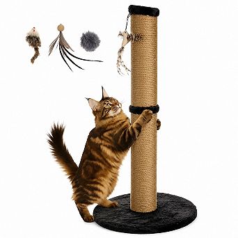 Nicate 34 in Tall Cat Scratcher Sisal Rope Plush Base 4 Replacement Pendants Interactive Indoor